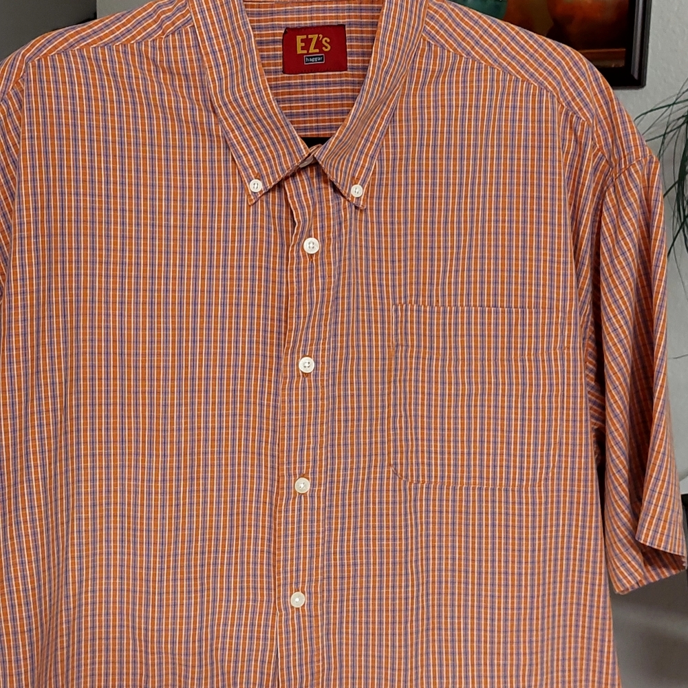 Orange Plaid Button Down Shirt By HAGGAR  Sz XXL, $11, used  Ppu TX r Shipping